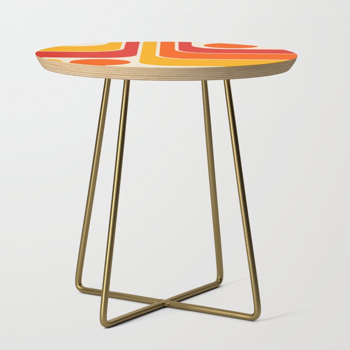 Retro Vintage Geometric Design 662 Red Orange Yellow and Beige Side Table Gallery Image 1