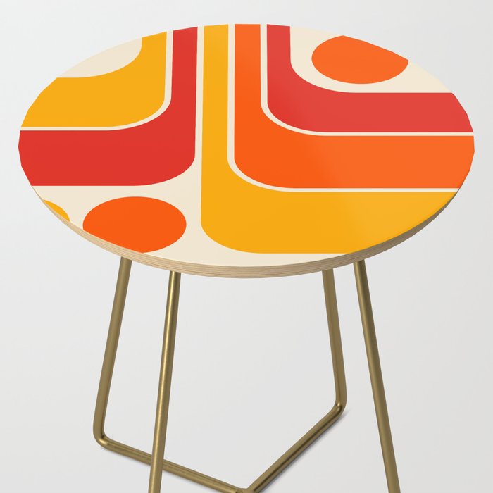 Retro Vintage Geometric Design 662 Red Orange Yellow and Beige Side Table Gallery Image 2