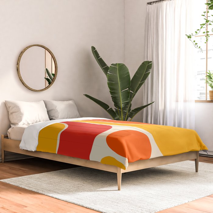 Retro Vintage Geometric Design 662 Red Orange Yellow and Beige Comforter Gallery Image 2