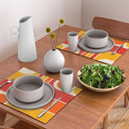Retro Vintage Geometric Design 662 Red Orange Yellow and Beige Placemat Gallery Image 2