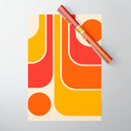 Retro Vintage Geometric Design 662 Red Orange Yellow and Beige Wrapping Paper Gallery Image 1