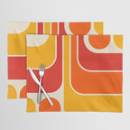 Retro Vintage Geometric Design 662 Red Orange Yellow and Beige Placemat Gallery Image 1