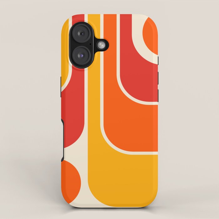 Retro Vintage Geometric Design 662 Red Orange Yellow and Beige iPhone Case Gallery Image 1