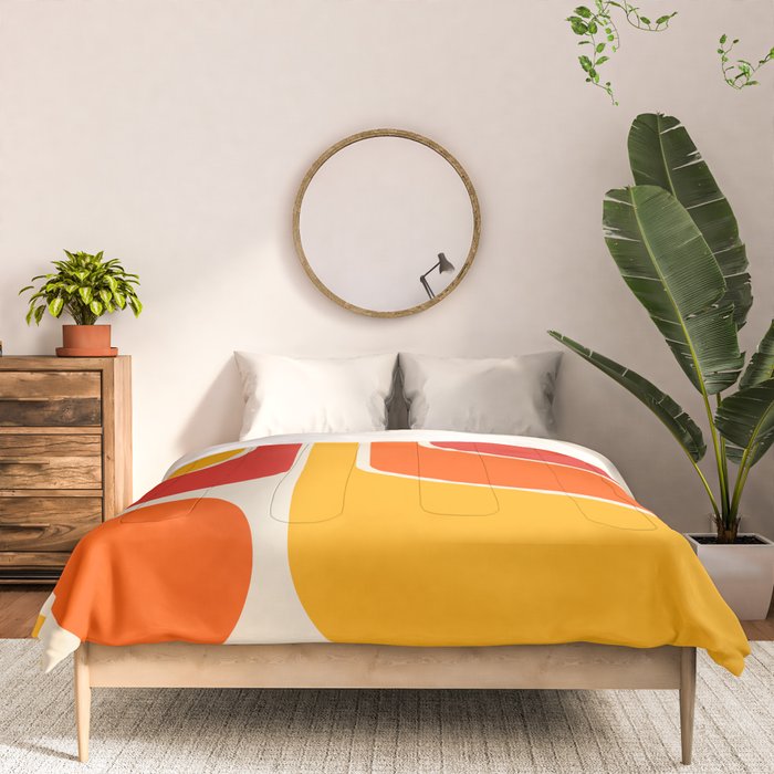 Retro Vintage Geometric Design 662 Red Orange Yellow and Beige Comforter Gallery Image 3