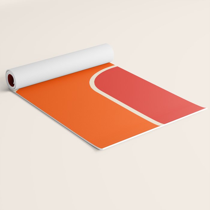 Retro Vintage Geometric Design 662 Red Orange Yellow and Beige Yoga Mat Gallery Image 2