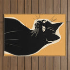 Minimalist Black Cat 3 Outdoor Rug Gallery Image 1