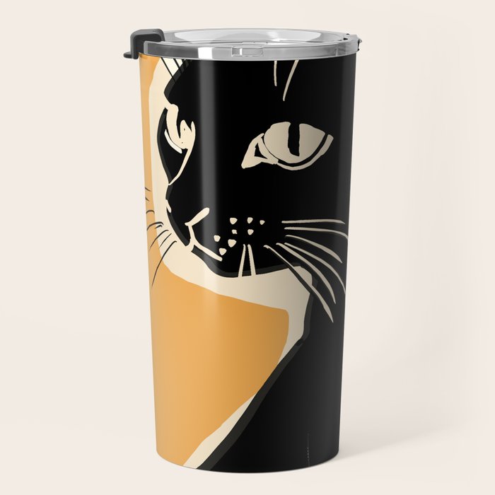 Minimalist Black Cat 3 Travel Mug Gallery Image 3