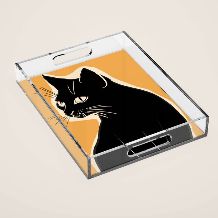 Minimalist Black Cat 3 Acrylic Tray Gallery Image 1