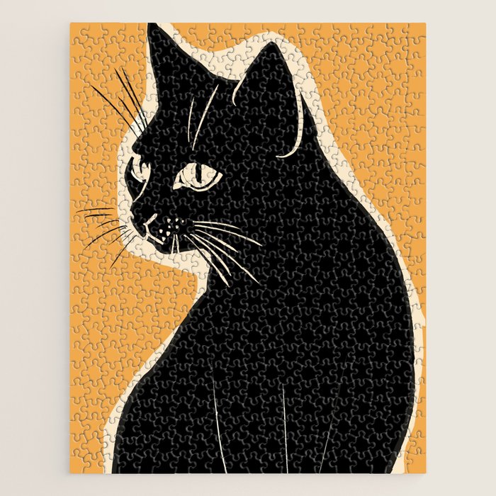 Minimalist Black Cat 3 Jigsaw Puzzle Gallery Image 1