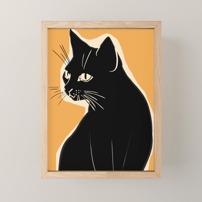 Minimalist Black Cat 3 Mini Art Print Gallery Image 1