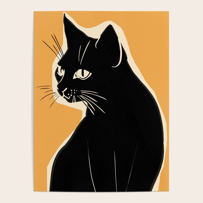 Minimalist Black Cat 3 Poster Gallery Image 1
