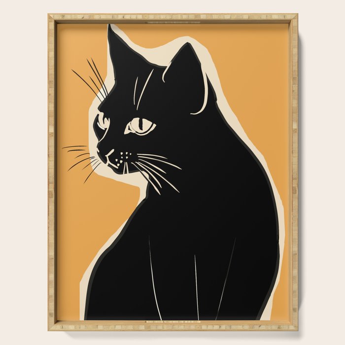 Minimalist Black Cat 3 Serving Tray Gallery Image 1