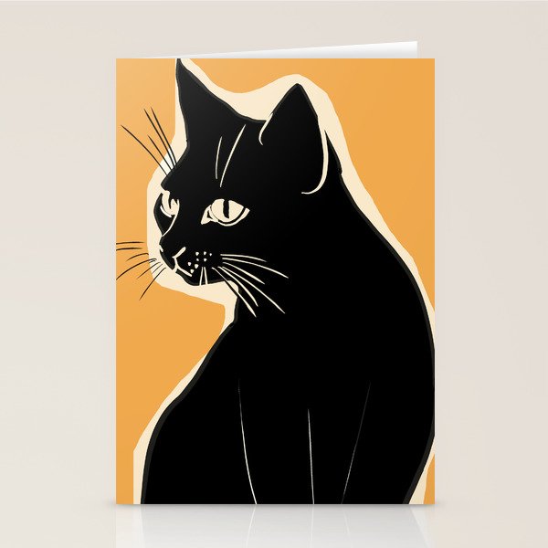 Minimalist Black Cat 3 Stationery Card Gallery Image 2