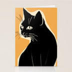 Minimalist Black Cat 3 Stationery Card Gallery Image 2