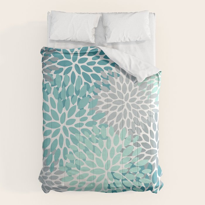 Festive, Winter Garden, Flowers Print Comforter Gallery Image 6