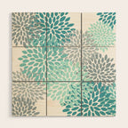 Festive, Winter Garden, Flowers Print Wood Wall Art Gallery Image 1