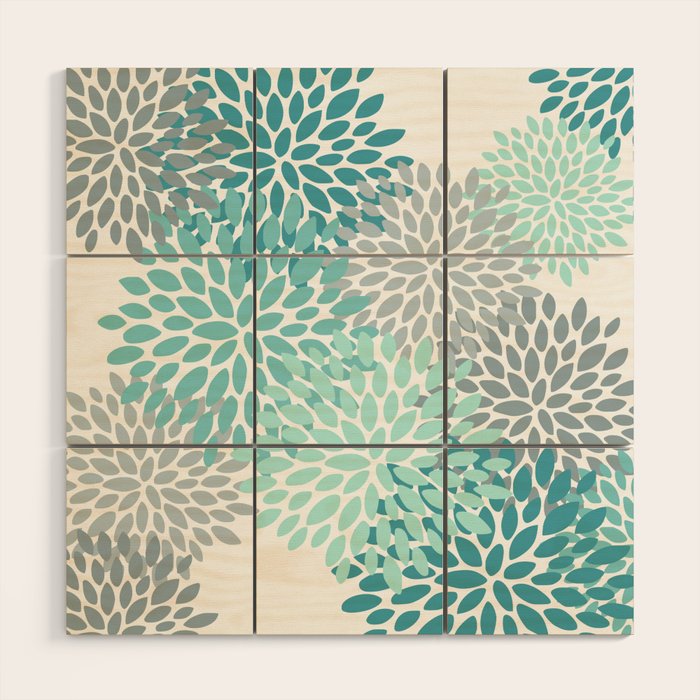 Festive, Winter Garden, Flowers Print Wood Wall Art Gallery Image 1