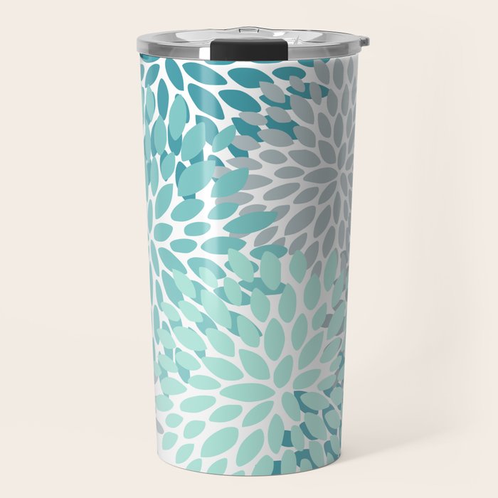 Festive, Winter Garden, Flowers Print Travel Mug Gallery Image 1