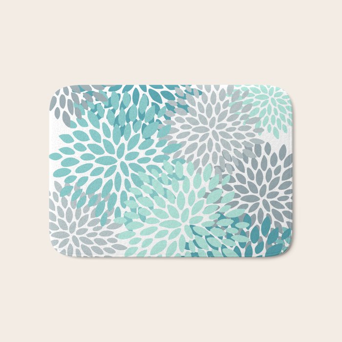 Festive, Winter Garden, Flowers Print Bath Mat Gallery Image 1