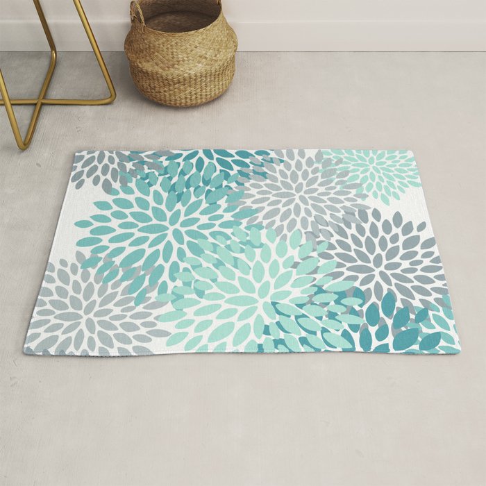 Festive, Winter Garden, Flowers Print Rug Gallery Image 1