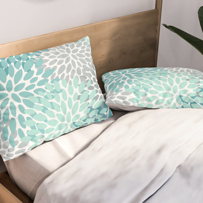 Festive, Winter Garden, Flowers Print Pillow Sham Gallery Image 2