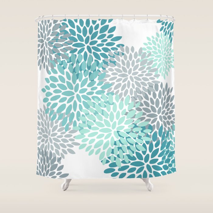 Festive, Winter Garden, Flowers Print Shower Curtain Gallery Image 1