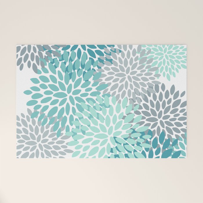 Festive, Winter Garden, Flowers Print Welcome Mat Gallery Image 1