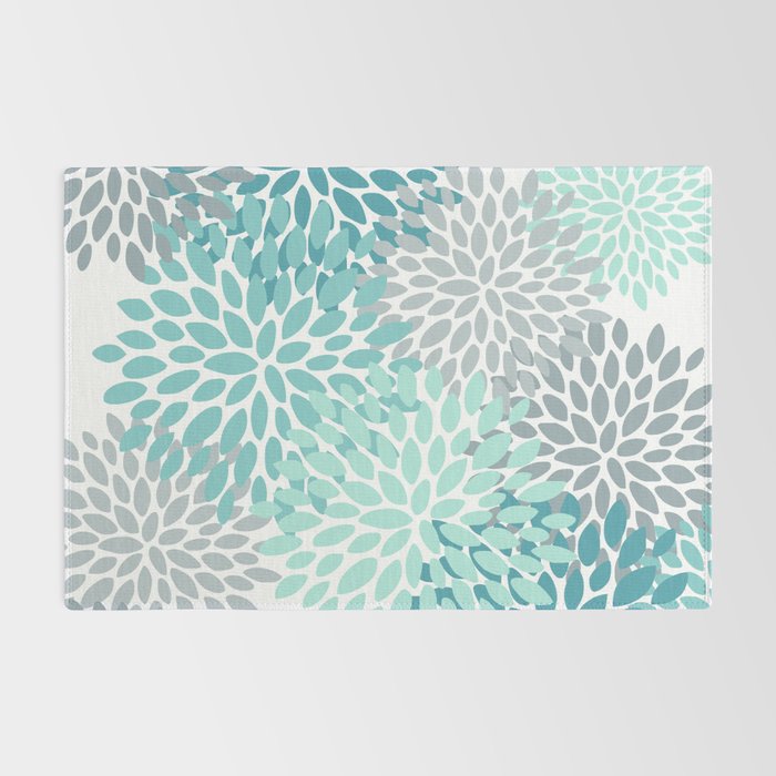 Festive, Winter Garden, Flowers Print Rug Gallery Image 2