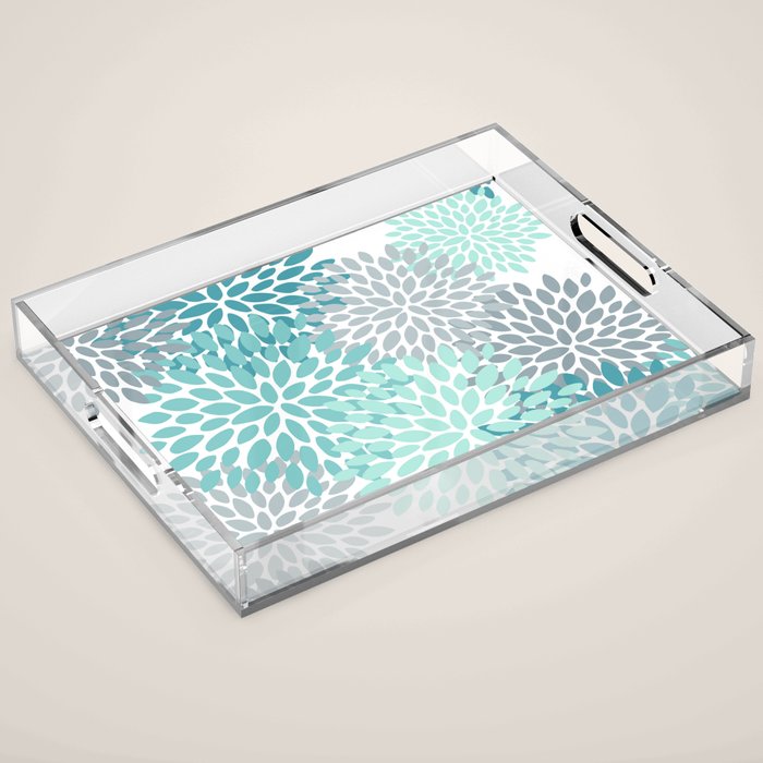 Festive, Winter Garden, Flowers Print Acrylic Tray Gallery Image 1