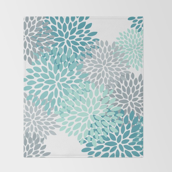 Festive, Winter Garden, Flowers Print Throw Blanket Gallery Image 2