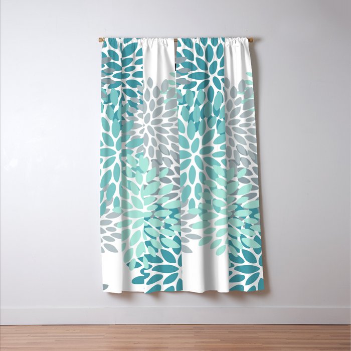 Festive, Winter Garden, Flowers Print Window Curtain Gallery Image 3