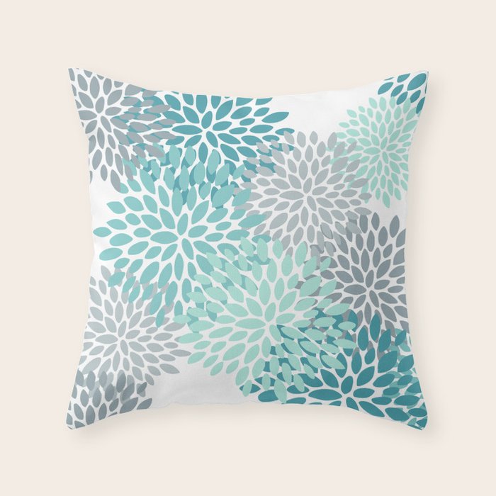 Festive, Winter Garden, Flowers Print Throw Pillow Gallery Image 6