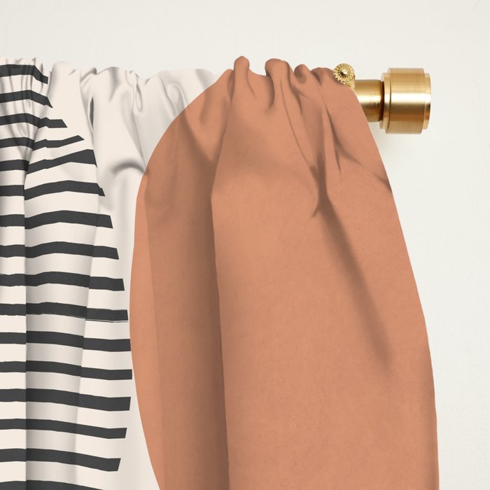 Semicircle Stripes - Terracotta Window Curtain Gallery Image 2