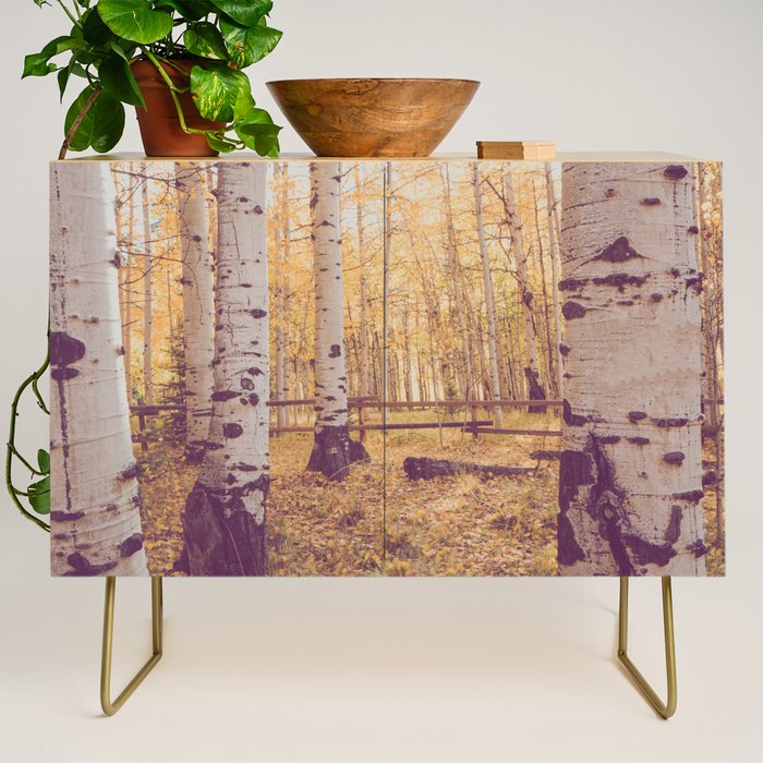 Aspen Grove Autumn Light x Colorado Landscape Photography Credenza Gallery Image 1