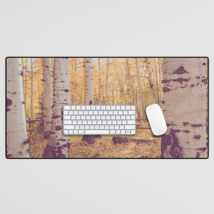 Aspen Grove Autumn Light x Colorado Landscape Photography Desk Mat Gallery Image 1