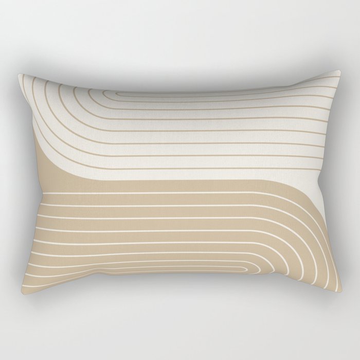 Two Tone Line Curvature LXV Earthy Boho Modern Arch Abstract Rectangular Pillow Gallery Image 2