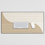 Two Tone Line Curvature LXV Earthy Boho Modern Arch Abstract Desk Mat Gallery Image 1