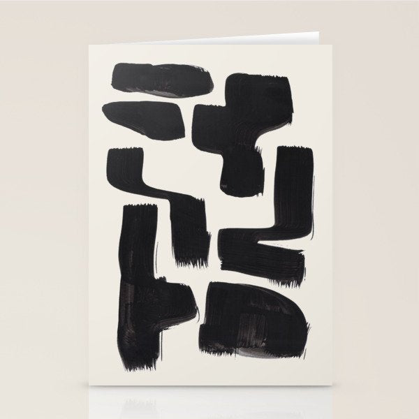Mid Century Modern Minimalist Abstract Art Brush Strokes Black & White Ink Art Shapes Stationery Card Gallery Image 2