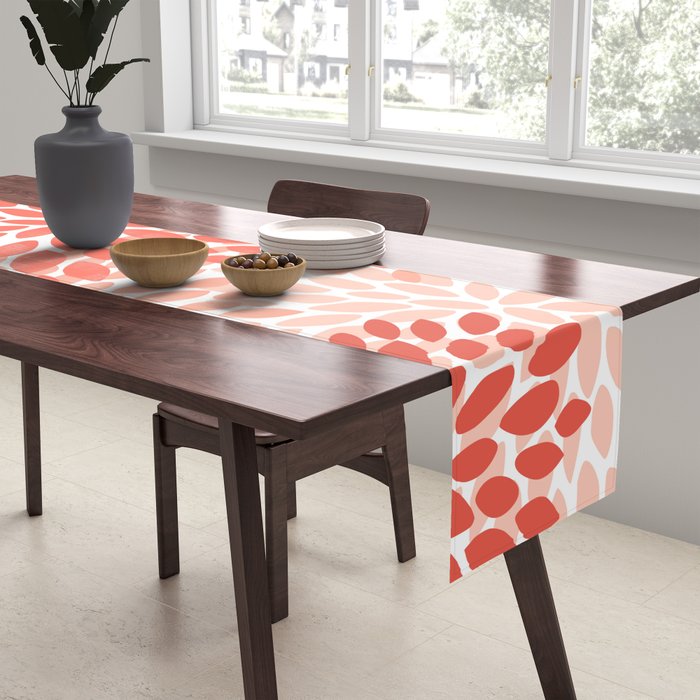 Flowers Pattern, Coral, Pink, Floral Prints Table Runner Gallery Image 2