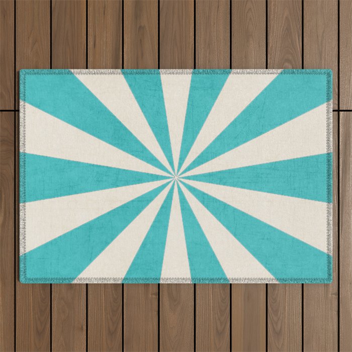 aqua starburst Outdoor Rug Gallery Image 1