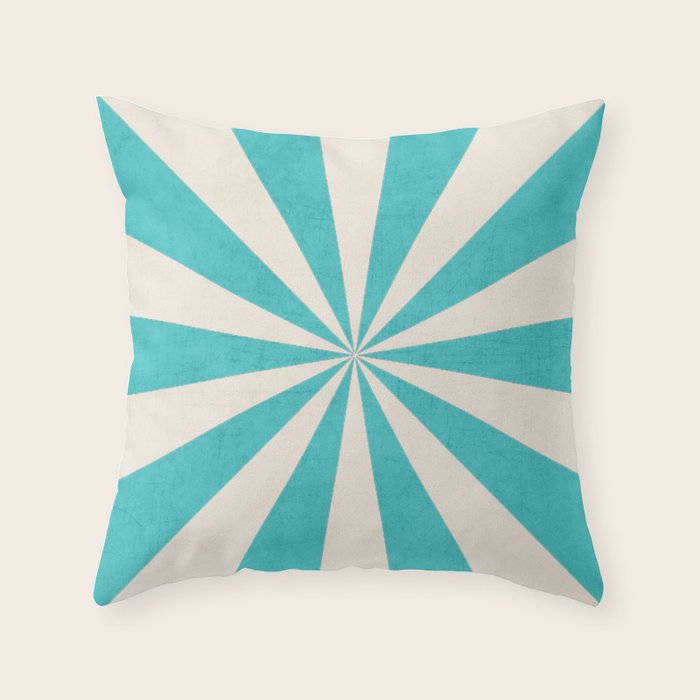 aqua starburst Throw Pillow Gallery Image 1