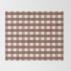 Gingham Check Pattern in Mocha Brown and Cream Throw Blanket Gallery Image 2