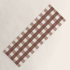 Gingham Check Pattern in Mocha Brown and Cream Yoga Mat Gallery Image 1