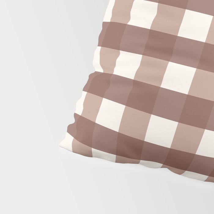 Gingham Check Pattern in Mocha Brown and Cream Pillow Sham Gallery Image 4