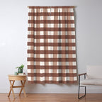 Gingham Check Pattern in Mocha Brown and Cream Window Curtain Gallery Image 5