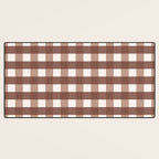 Gingham Check Pattern in Mocha Brown and Cream Desk Mat Gallery Image 3