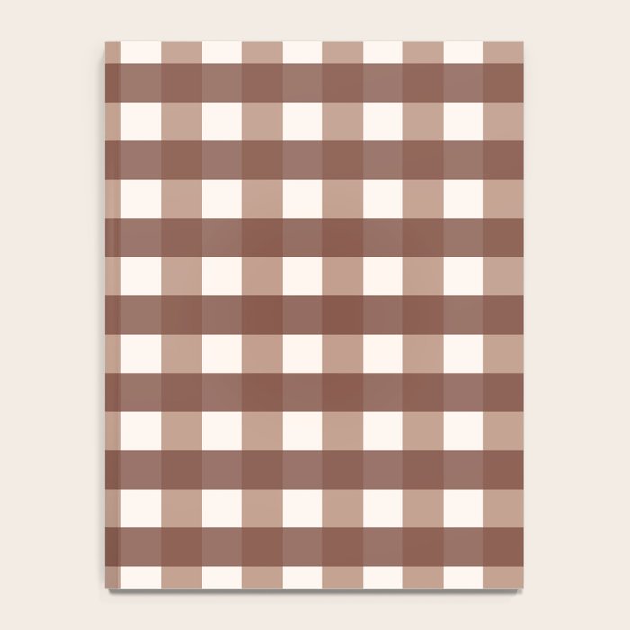 Gingham Check Pattern in Mocha Brown and Cream Notebook Gallery Image 4