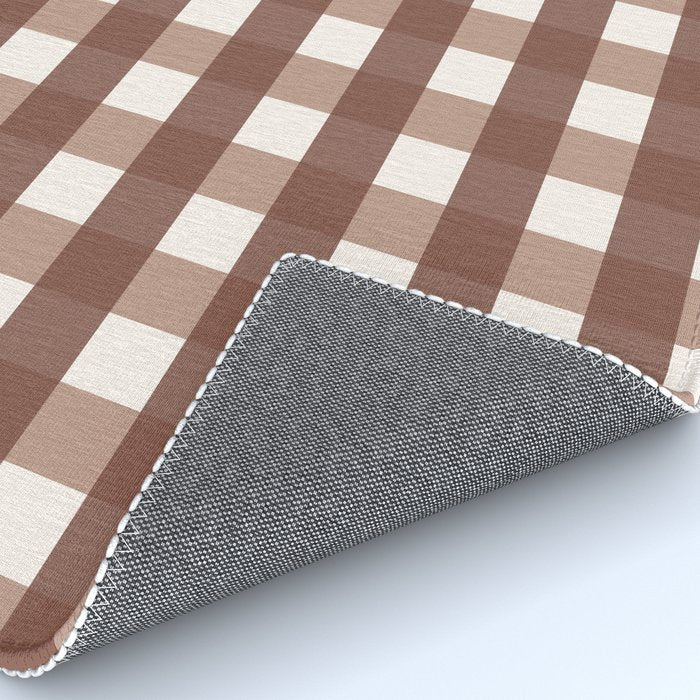 Gingham Check Pattern in Mocha Brown and Cream Rug Gallery Image 4