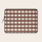 Gingham Check Pattern in Mocha Brown and Cream Laptop Sleeve Gallery Image 1