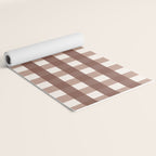 Gingham Check Pattern in Mocha Brown and Cream Yoga Mat Gallery Image 2